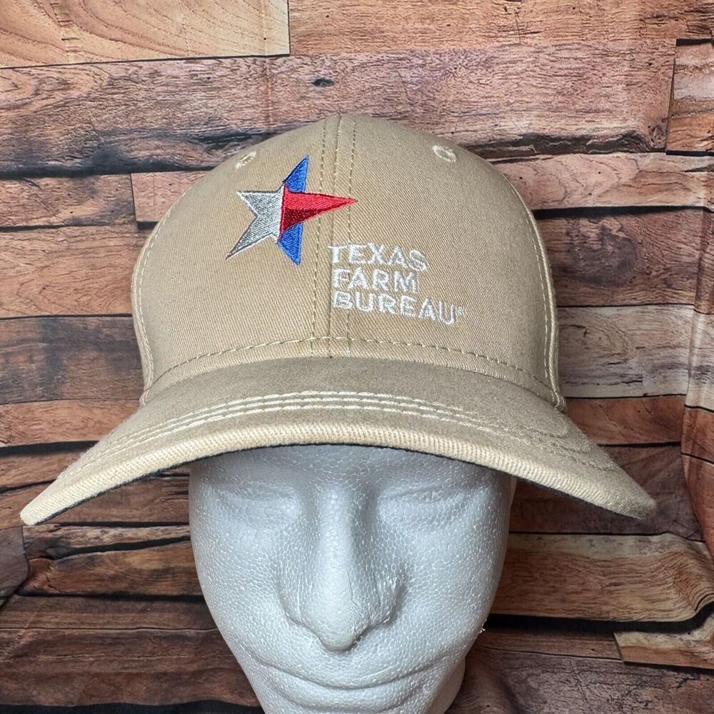 Dri Duck Texas Farm Bureau Hat Cap Khaki Adjustable Strapback Farm Ag